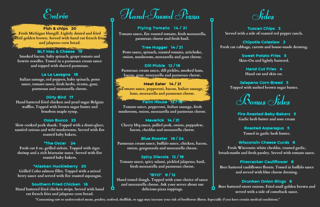 Menu Gun Lake Restaurant, Wayland Judd's Bar and Grille